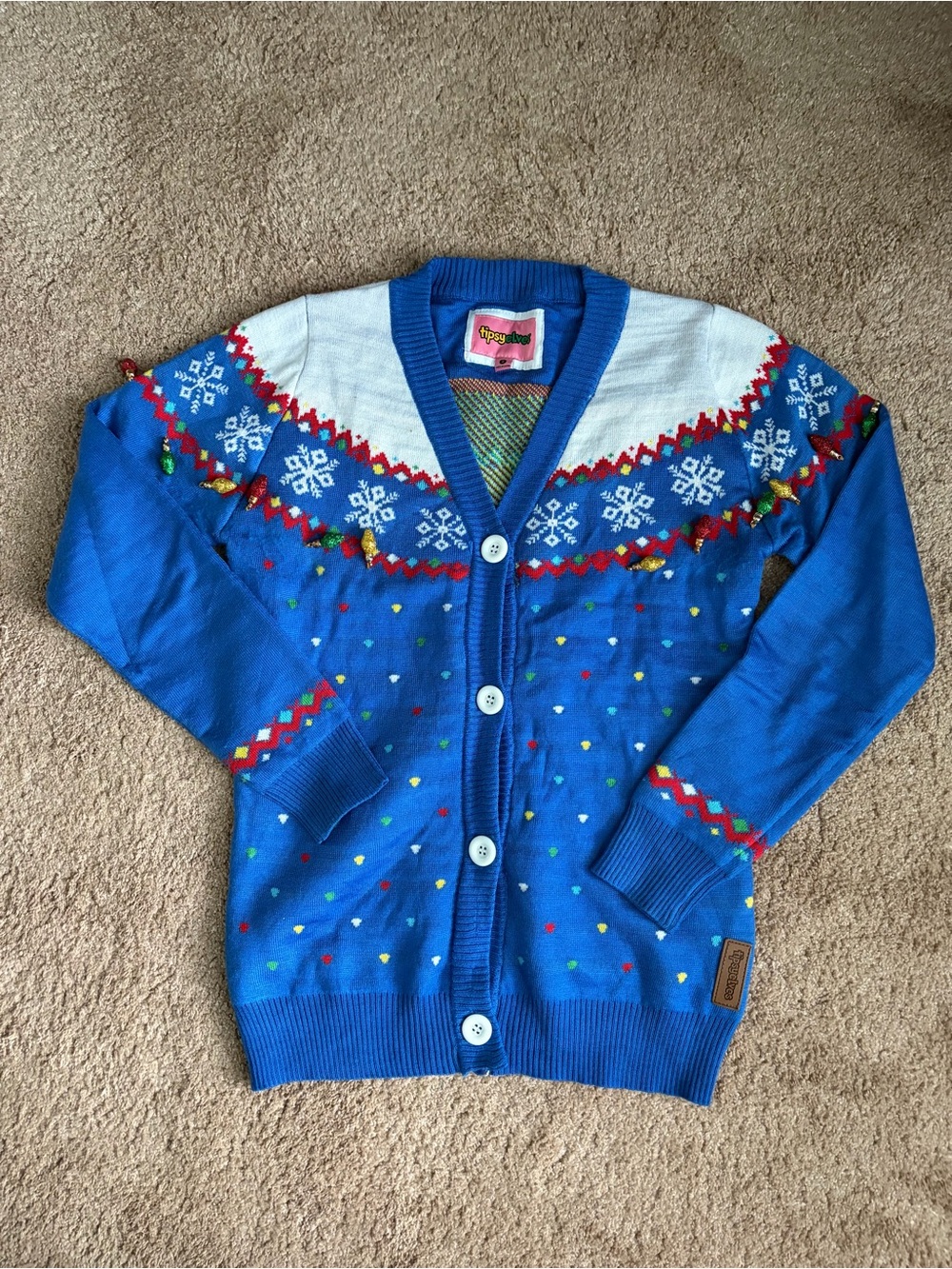 Tipsy Elves Christmas Holiday Cardigan with Light Bulbs - Ugly Sweater